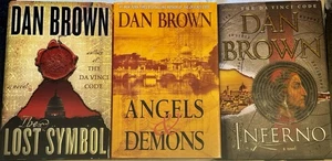 Lot 3 Dan Brown First Edition HC Books Angels & Demons Lost Symbol Inferno - Picture 1 of 6