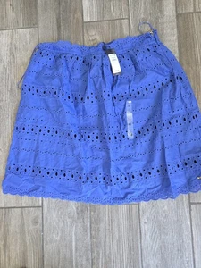 Nwt Tommy Hilfiger A line Eyelet skirt cornflower blue above knee pockets 10 - Picture 1 of 7