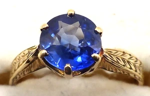 WUNDERSCHÖNER VINTAGE RING MASSIV 10K GELBGOLD BLAUTOPAS - Bild 1 von 8