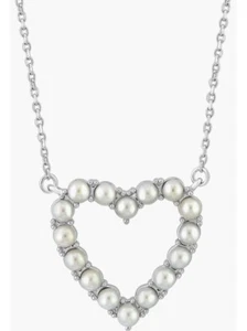 NEW! EFFY STERLING SILVER & PEARL HEART NECKLACE - Picture 1 of 4