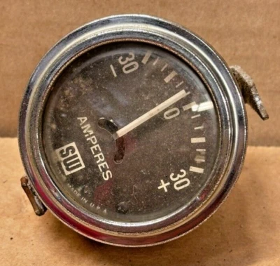 Vintage Stewart Warner Amperes Amp Gauge Curved Glass Large Logo 2 1/16" - Image 1 of 4