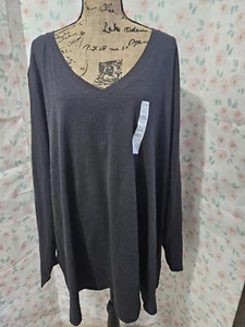 SONOMA, WOMEN'S NEW BLACK COTTON LONG SLEEVED EVERYDAY TEE, SIZE 5X - Picture 1 of 6