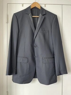 NUEVO Blazer Abrigo Versace Colección Spot Negro 40R EE. UU. (50R Eur) Borde Cuero Foto 1 de 4