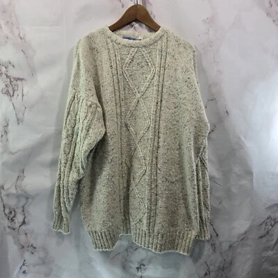Port West Yachting Sweater Mens XL Cream Fisherman Wool Vtg Crew Neck Speckled - Image 1 of 4