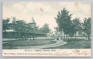 M. K. & T. Bahnhof in Parsons Kansas KS um 1907 Postkarte - Bild 1 von 2