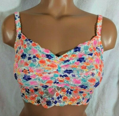 Victoria's Secret 粉色 春季 花卉 Bralette 白色和多色 大号 罕见 全新带标签 — 第 1/4 张图片