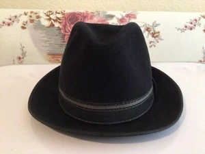 Mayser Fedora Felted Hat 100% Kanin Hair Felt Hat Men's Hat Black Size: 55 - Picture 1 of 9
