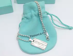 Tiffany & Co. Sterlingsilber Atlas Hundeetikett Anhänger römische Ziffern Halskette 16 Zoll - Bild 1 von 6