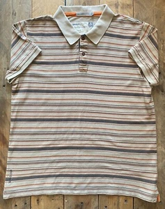 Nigel Cabourn Utility Polo Shirt - Striped Brown Orange - XL - Picture 1 of 15