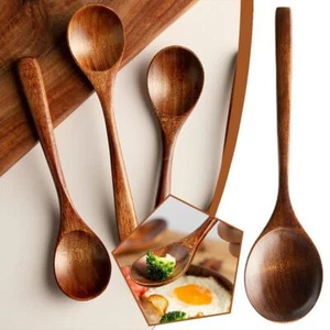 Wooden Spoon Bamboo Kitchen Cooking Utensil Tools Soup Lot Catering M7D4 D4P6 - Picture 1 of 11