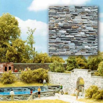 Busch 7421 HO/OO Gauge Slate Wall Card Sheets (2) - Image 1 of 2