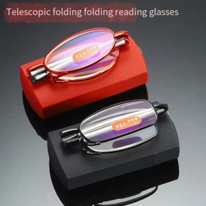 Unisex Metal Compact Folding Anti-Blue Light Reading Glasses with Case 1.0-4.0 - Picture 1 of 16