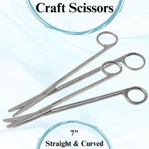Embroidery & Sewing Craft Scissors Detailed Fabric Cutting 7" Straight & Curved - Picture 1 of 6
