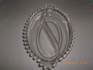 Vintage Imperial Candlewick Pattern Oval Relish Divided 2-part Dish 8.5" - Picture 1 of 3