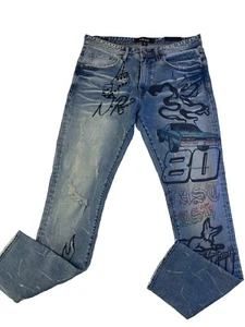Herren AKOO 100% Authentic Größe 34 Jeans & Farbe Light Wash Blue Denim - Bild 1 von 10
