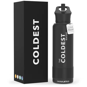 The Coldest Sports Water Bottle Straw Lid Insulated Stainless Steel- 40oz Flask - Picture 1 of 334