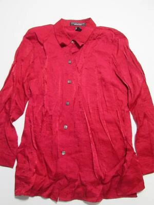 Blusa roja Crazy Horse para mujer talla XL manga larga botones frente brillo cuello Foto 1 de 4