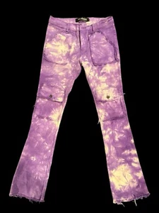 Valabasas Distressed Stacked Flare Jeans -Purple/White Men’s Size 36 X 35 - Picture 1 of 7