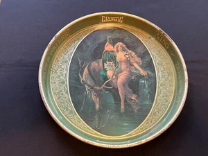 Vintage Clysmic Water Metal Advertising Tray - "King of Table Waters" Green/Gold - Picture 1 of 11