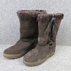 Bearpaw Winter Boots Womens Uk 5 Brown Mid Calf Suede Sheepskin Wool Lined