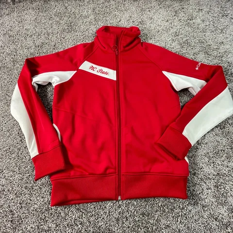 NC State Wolfpack Sweater Womens Large Red Full Zip Jacket Columbia Ladies * Cover