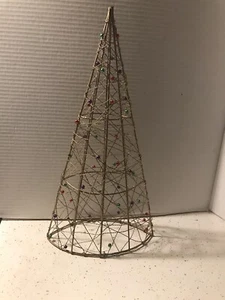 Vintage MCM Atomic Space Age Eames Era Wire Cone Gold 16”Christmas Tree - Picture 1 of 7