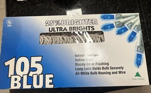 Trim A Home 105 Ultra Brights Indoor/Outdoor Blue 48 Ft Light Set New - Picture 1 of 13