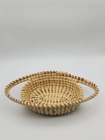Sweetgrass Basket Charleston South Carolina Handwoven Oval 7.25" x 6.5" Handles Cover