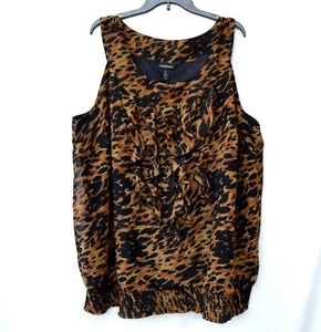 LANE BRYANT Brown Black animal print sleeveless Women's Blouse Top Sz 28W Plus - Picture 1 of 4