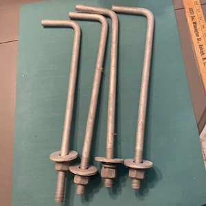 (4) Foundation Bolts Heavy Duty Zinc Plated L Or J Type Anchor... 18 Inch - Picture 1 of 5