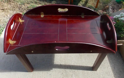 Mesa de centro mayordomo de cereza maciza con bandeja para servir (CT157) Foto 1 de 4