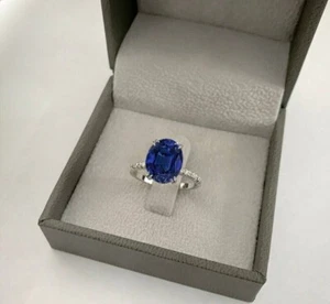 4.50Ct Oval Cut Lab Created Sapphire Diamond Engagement Ring 14K White Gold Over - Picture 1 of 7