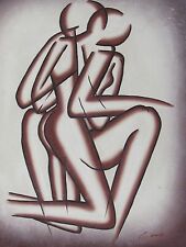 abstract nude sexy lovers oil painting canvas modren original pink cream white
