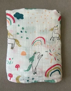 Unicorn Rainbow Swaddle Blanket Baby Muslin Cotton Infant Girls - Picture 1 of 3