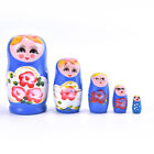 5Pcs Novelty Cartoon Girl Russian Wooden Nesting Dolls Hand Painted Matryosh ZS