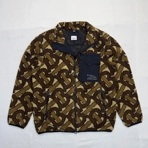 Burberry Brown Monogram Fleece Jacquard Jacket Size Medium - Picture 1 of 18