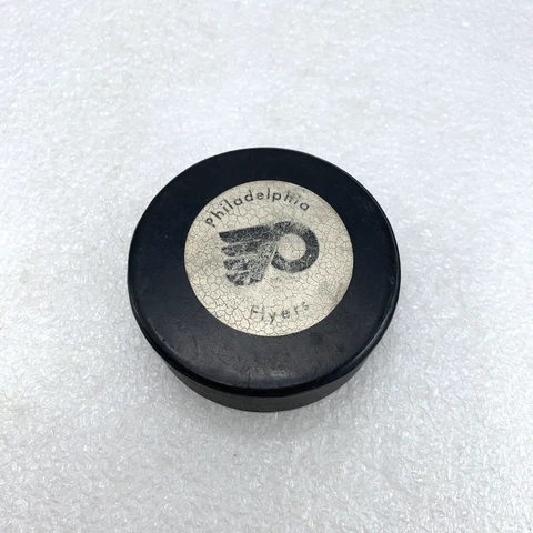Philadelphia Flyers Rawlings Official Size Hockey Puck, Made In Canada, Vintage Cover