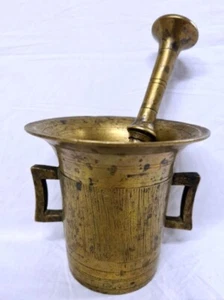 Antiker Messing Apotheken - Mörser mit Stößel um 1850-1900 - Imagen 1 de 5