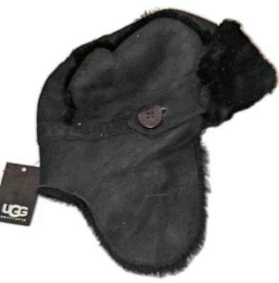 Sombrero negro UGG Australia niños 2-4 años Baily aviador piel de oveja/oveja Foto 1 de 4