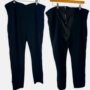 Sz 46 Pierre Balmain Black Ankle Pants With Lace Sides - Picture 1 of 10