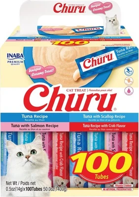 Churu Grain-Free Tuna Variety Lickable Cat Treat 0.5oz tube 100 count exp01/2027 - Image 1 of 4