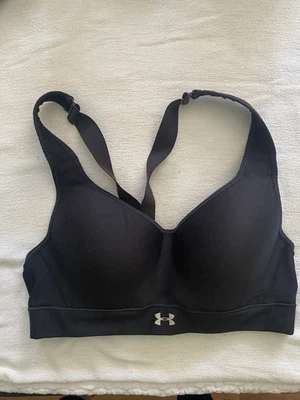 Underarmour女式运动文胸黑色36B RN 96510 CA 41095 — 第 1/4 张图片