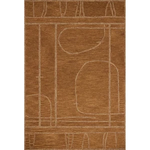 Modern Brown Wool Area Rug 5x8 Abstract Textured Design Carpet for Living Room - Picture 1 of 8