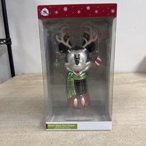 Disney Parks Nordic Christmas Holiday 2018 Blown Glass Tree Topper Mickey NIB - Picture 1 of 5