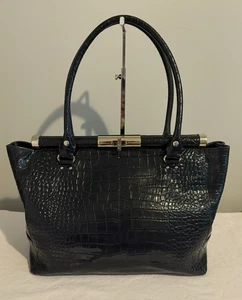 Kate Spade Constance Knightsbridge Navy Croc Embossed Satchel Top Handle Bag - Picture 1 of 20