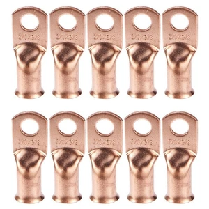10X Gauge 2/0 3/8" Battery Cable Ends Lugs Copper Ring Terminals Wire Connectors - Picture 1 of 11