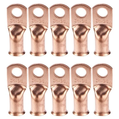 10X Gauge 2/0 3/8" Battery Cable Ends Lugs Copper Ring Terminals Wire Connectors - Image 1 of 4