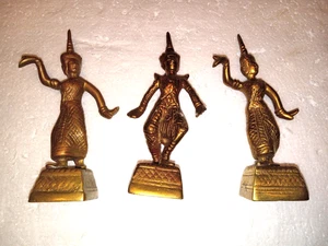 3 vintage solid brass hindu dieties figures good luck - Picture 1 of 5