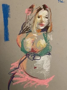 French Modern Figure Woman Boudoir Pastel Painting 9x12 Original Signed 2025 - Picture 1 of 1