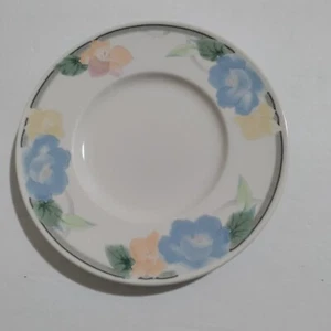 Mikasa Garden Poetry Intaglio Dessert Plates Stoneware Pink Blue Floral 6 3/8" - Picture 1 of 4